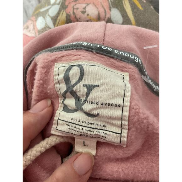 ampersand & avenue Hoodie Pink Flowers Floral Size Large - Picture 3 of 7